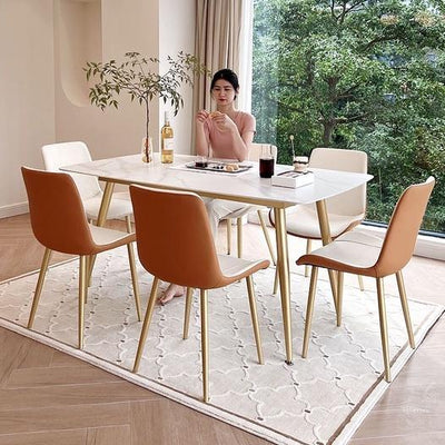 DF Sintered Stone Dining Table Set | Marble Table and Chair | Long Dining Table | Nordic Gold Dining