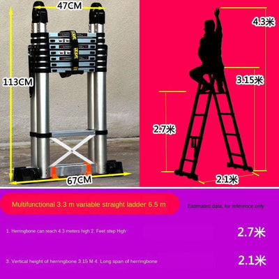 Thickened Aluminum Alloy Multi-function Telescopic Engineering Ladder Portable Herringbone Household