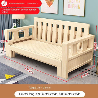 Solid Wood Sofa Bed Multifunctional Sofa Bed Simple Retractable Bed