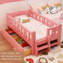 ✨ Ready Stock ✨Solid Wood Children's With Guardrail Princess Powder Color Lacquer Tatami Kids