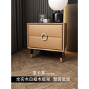 Nordic White Wax Solid Wood Bedside Table Custom-made Modern Leather Storage Cabinet with Ins Style