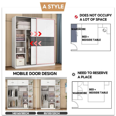 Sliding Door Wardrobe Household Simple Bedroom Wardrobe Modern Rental Room Storage Cabinet-042.sg