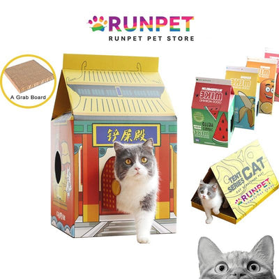 RUNPET Cat Scratch Board Pet Scratching Post Cat Scratcher Nest (Buses, Milk Carton, Board)