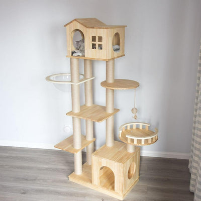 Climbing Wooden House Solid Wood Rack Space Capsule Luxury Summer Nest Cat Tree Large Multi-cat