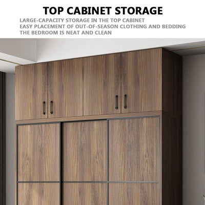 Simple Wardrobe Sliding Door Modern Small Family Bedroom Wooden Storage Cabinet Economy Style